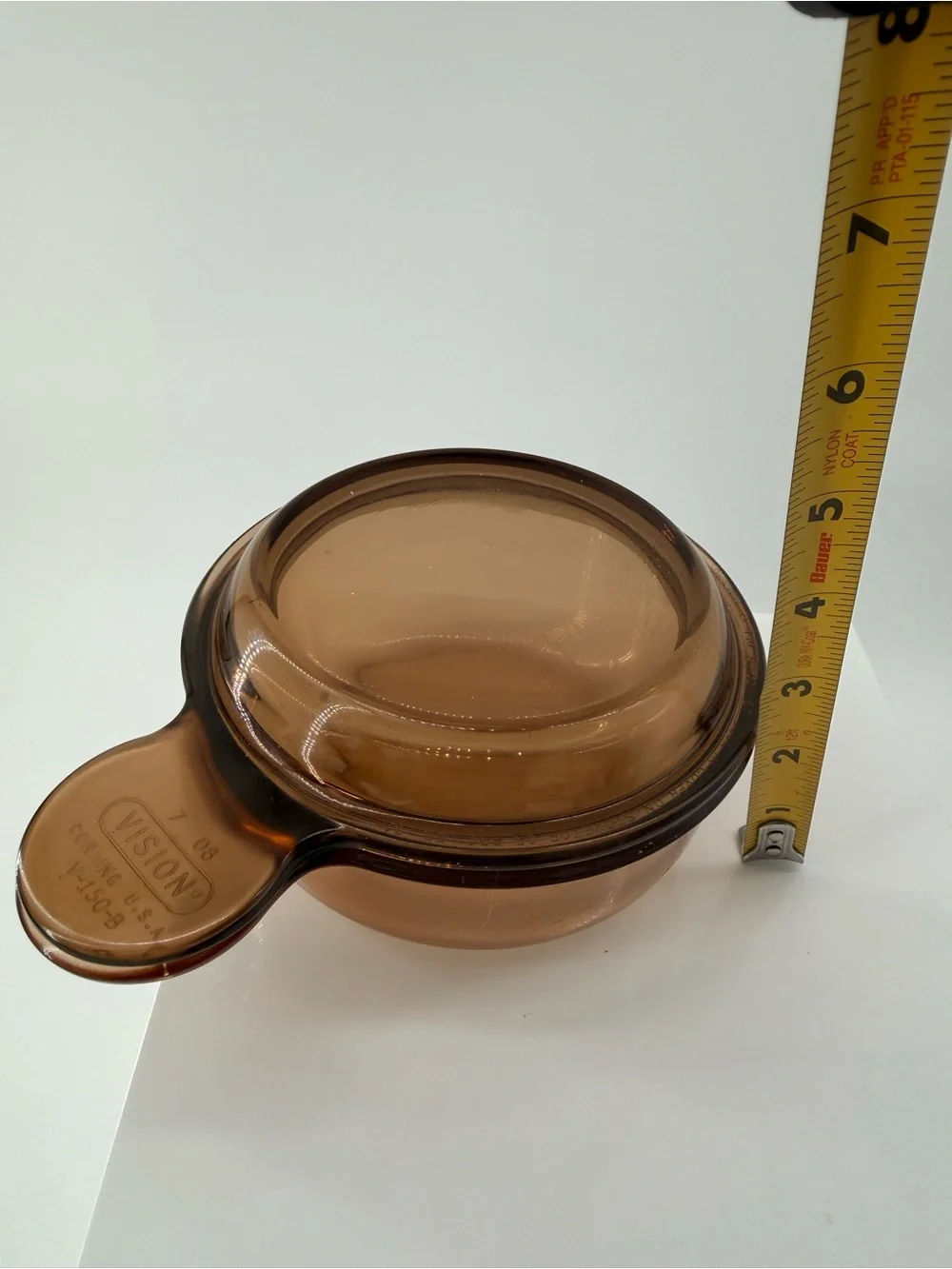 Amber Glass Covered Serving Bowl with Handle